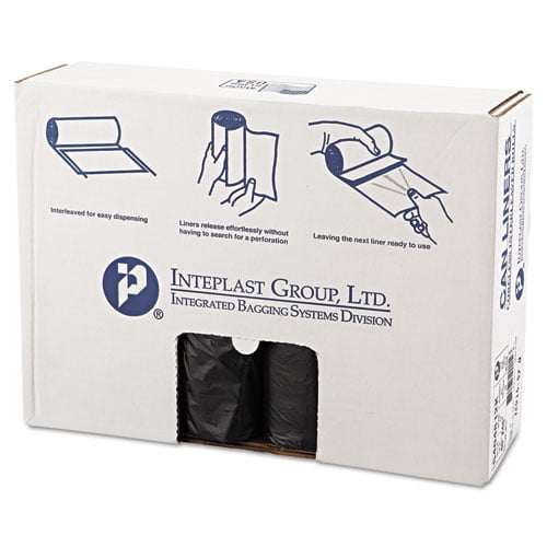 Inteplast Group High-Density Can Liner 40 x 48 45gal 12mic Black 25/Roll 10